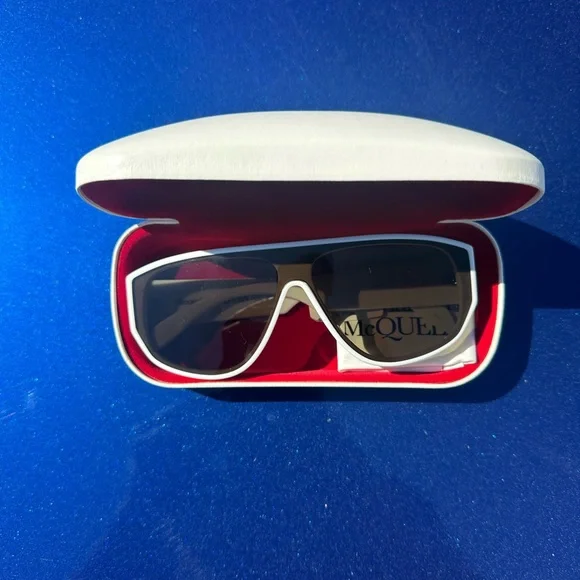 Alexander McQueen Red and White Accessory Case and glasses